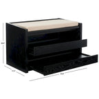 SAFAVIEH Banc de rangement pour chaussures Roseanna Chêne / Beige - 34 L x 18 P x 21 H - 34 L x 18 P x 21 H