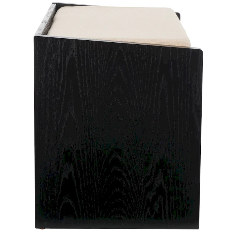 SAFAVIEH Banc de rangement pour chaussures Roseanna Chêne / Beige - 34 L x 18 P x 21 H - 34 L x 18 P x 21 H