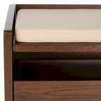 SAFAVIEH Banc de rangement pour chaussures Roseanna Chêne / Beige - 34 L x 18 P x 21 H - 34 L x 18 P x 21 H