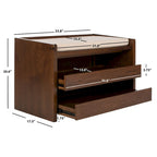 SAFAVIEH Banc de rangement pour chaussures Roseanna Chêne / Beige - 34 L x 18 P x 21 H - 34 L x 18 P x 21 H