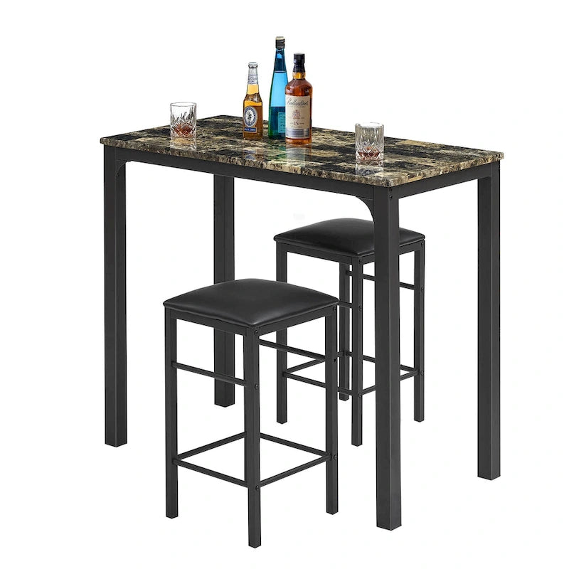 Ensemble table et comptoir de cuisine VECELO Home, motif marbre moderne (ensemble de 3)