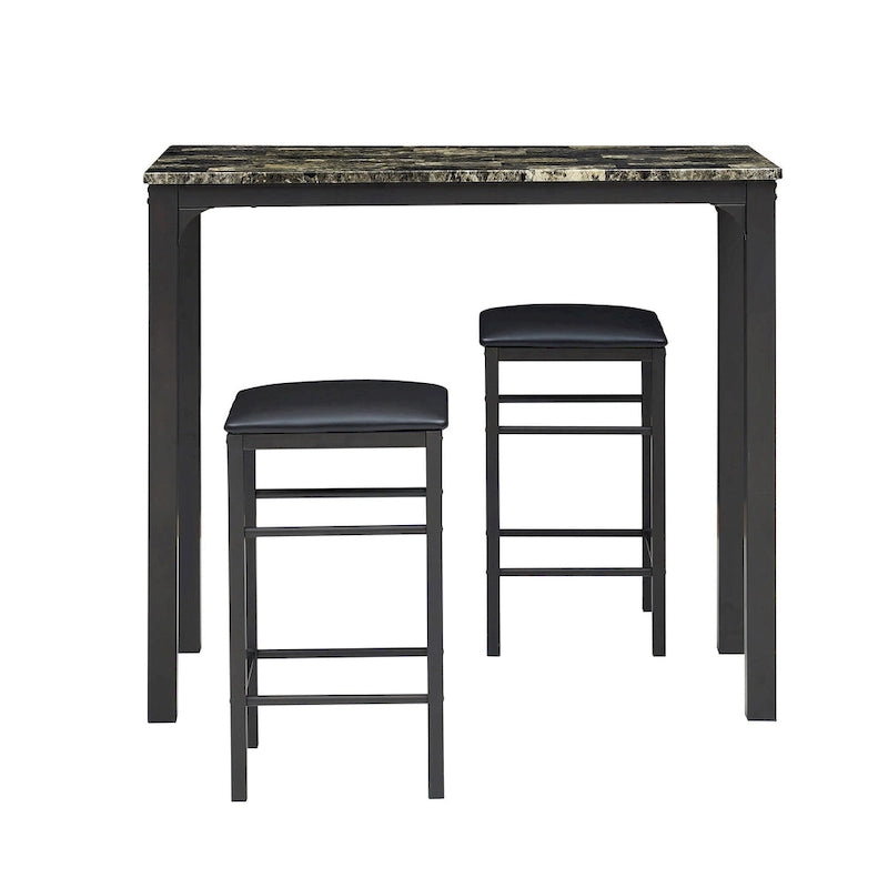 Ensemble table et comptoir de cuisine VECELO Home, motif marbre moderne (ensemble de 3)