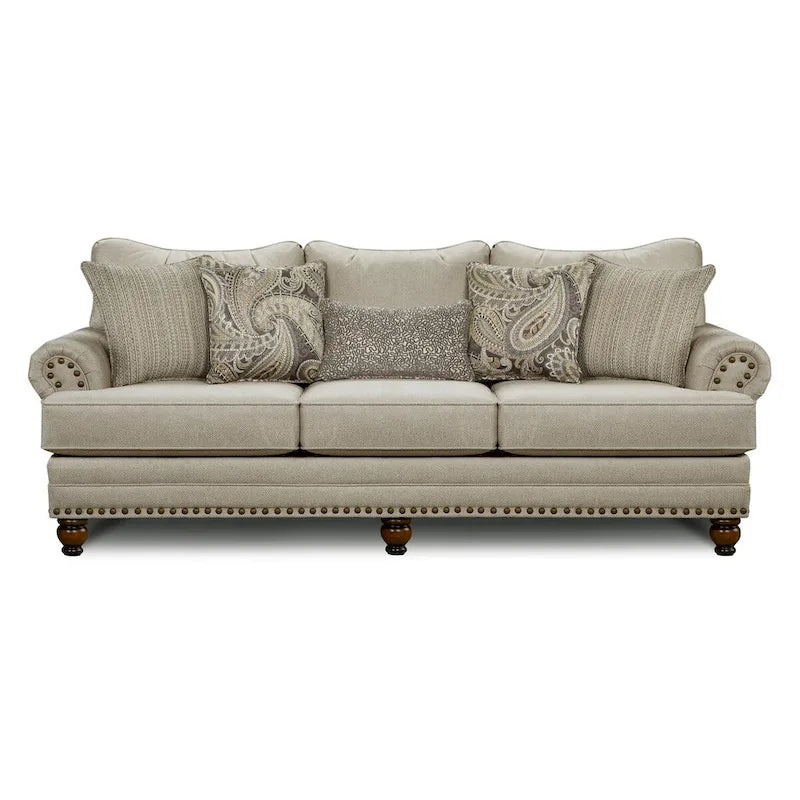 Carys Doe Nailhead Stationary Sofa