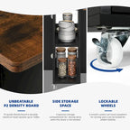 Ensemble de salle à manger pliant moderne Moasis avec table à abattants à 6 roues et tabourets de rangement