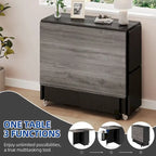 Ensemble de salle à manger pliant moderne Moasis avec table à abattants à 6 roues et tabourets de rangement