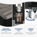 Ensemble de salle à manger pliant moderne Moasis avec table à abattants à 6 roues et tabourets de rangement