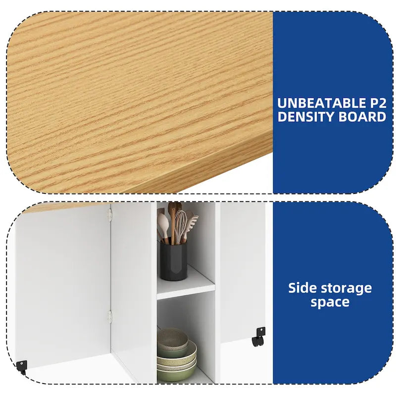 Ensemble de salle à manger pliant moderne Moasis avec table à abattants à 6 roues et tabourets de rangement