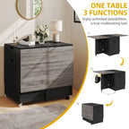 Ensemble de salle à manger pliant moderne Moasis avec table à abattants à 6 roues et tabourets de rangement