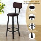 Ensemble de salle à manger rustique de style industriel Mieres, 5 pièces : table haute avec 4 chaises de bar rembourrées.