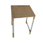 Ensemble de 3 tables d'appoint gigognes, plateau en similicuir, pieds en acrylique transparent