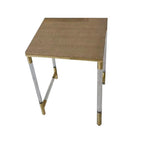 Ensemble de 3 tables d'appoint gigognes, plateau en similicuir, pieds en acrylique transparent