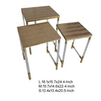 Ensemble de 3 tables d'appoint gigognes, plateau en similicuir, pieds en acrylique transparent