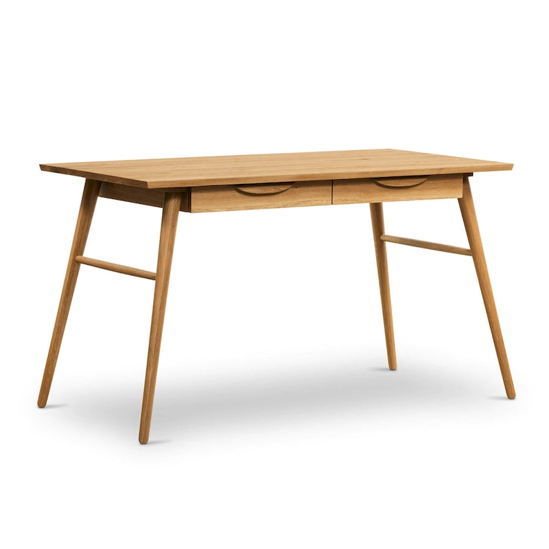 Bureau Etta de Poly &amp; Bark - Bois massif avec deux tiroirs à fermeture amortie