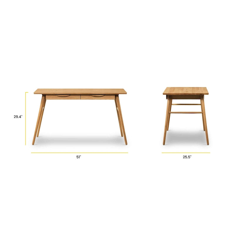 Bureau Etta de Poly &amp; Bark - Bois massif avec deux tiroirs à fermeture amortie