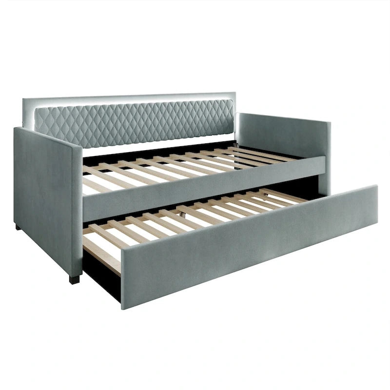 Lit de jour contemporain CraftPorch en velours avec lit gigogne