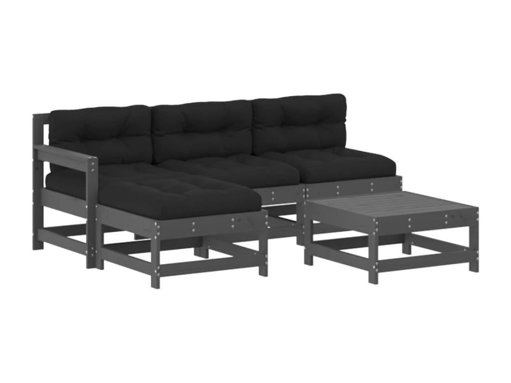 Ensemble de mobilier d'extérieur en bois massif gris