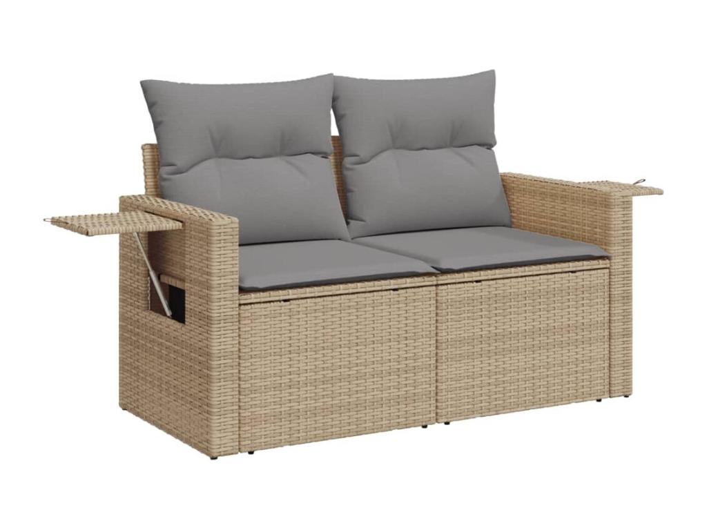 Ensemble de mobilier de jardin en résine tressée beige - dlz1766457012140