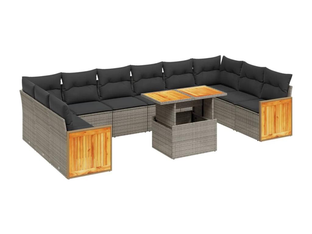 Ensemble de mobilier de jardin en résine tressée grise - dlz1766456509949