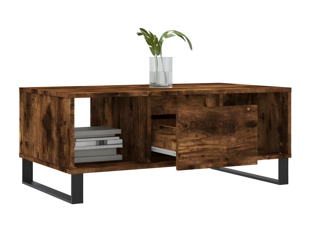 Table basse en bois composite marron, 90 x 50 x 36,5 cm