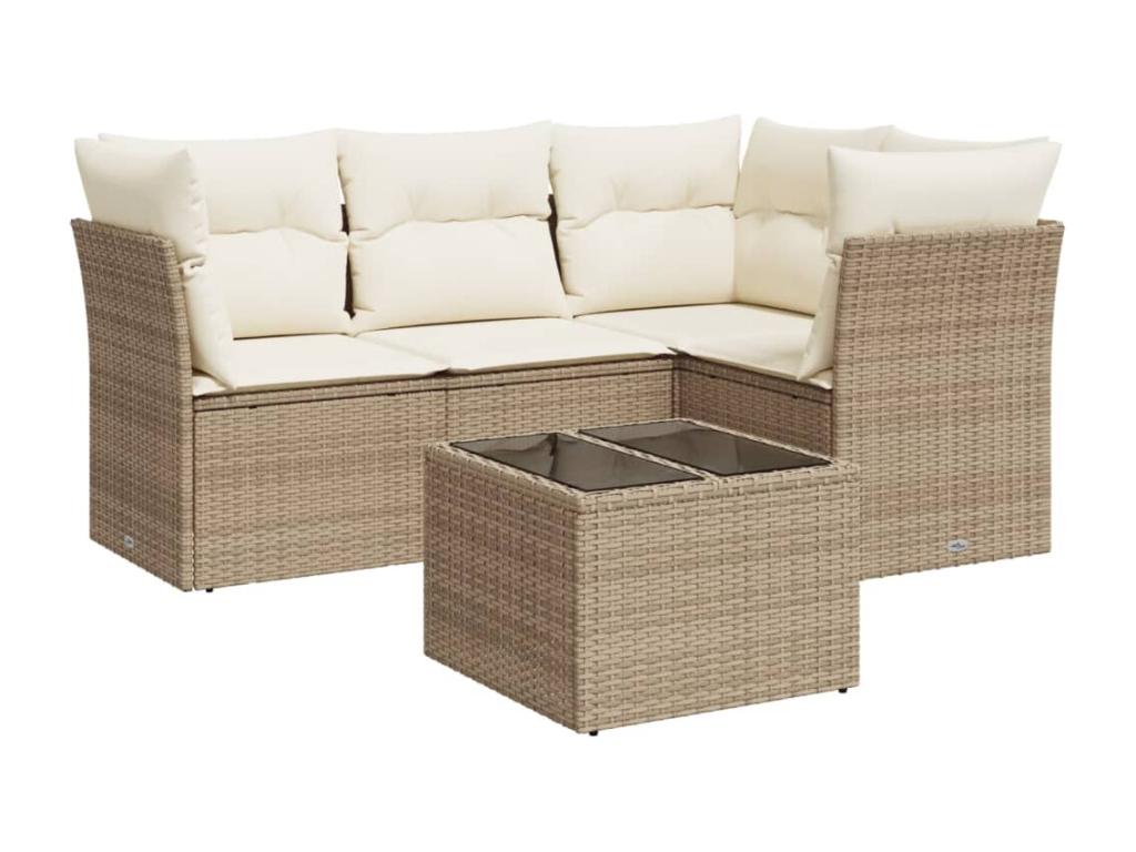 Ensemble de mobilier de jardin en résine tressée beige - dlz1766457080341