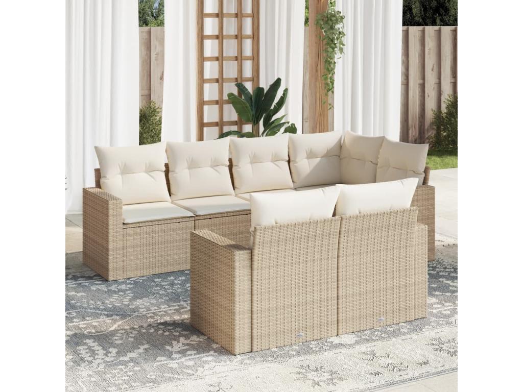 Ensemble de mobilier de jardin en résine tressée beige - dlz1766457029180