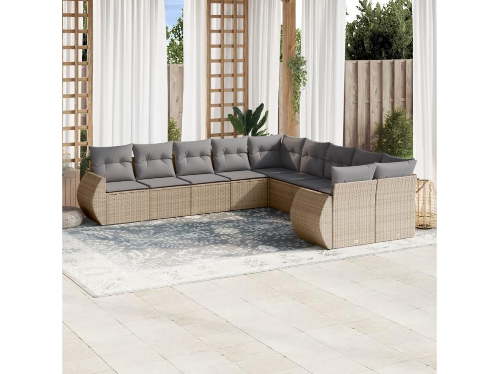 Ensemble de mobilier de jardin en résine tressée beige - dlz1766457105888