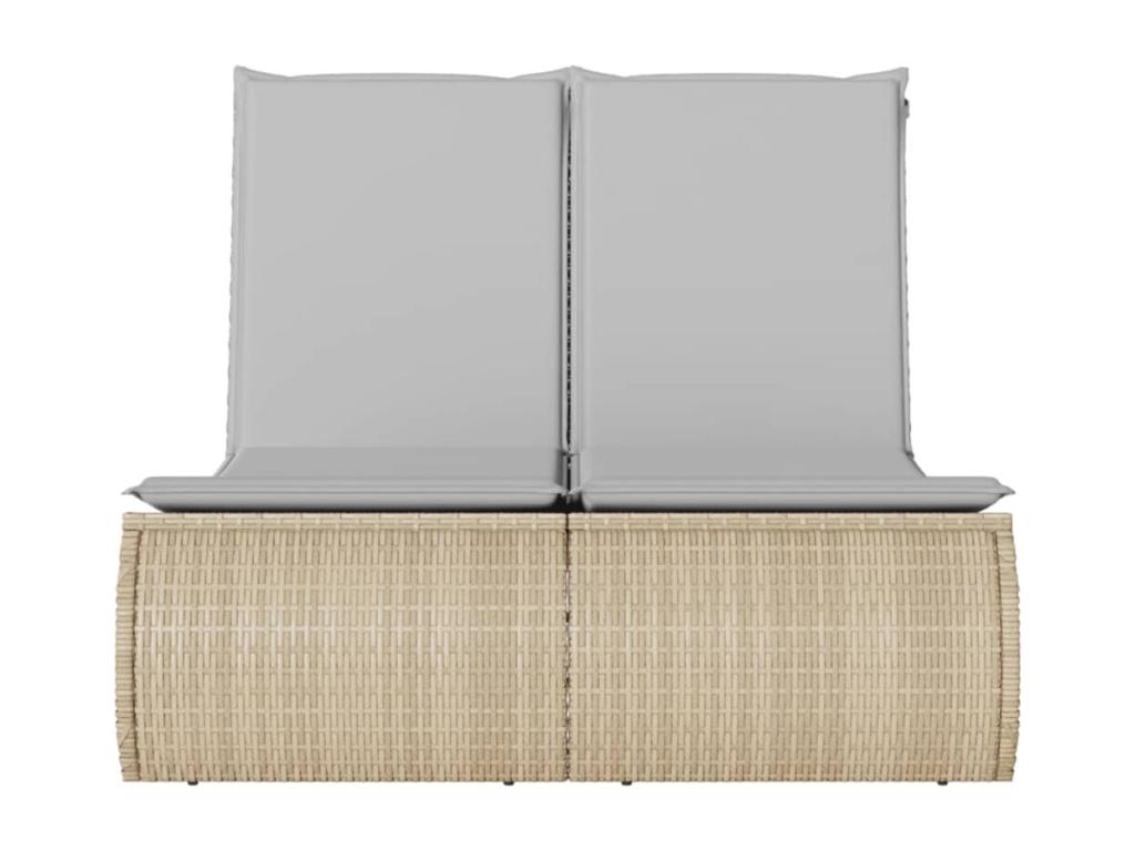 Chaise longue en résine tressée beige