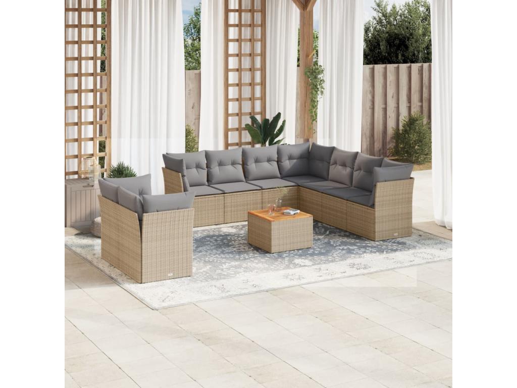 Ensemble de mobilier de jardin en résine tressée beige - dlz1766457049923
