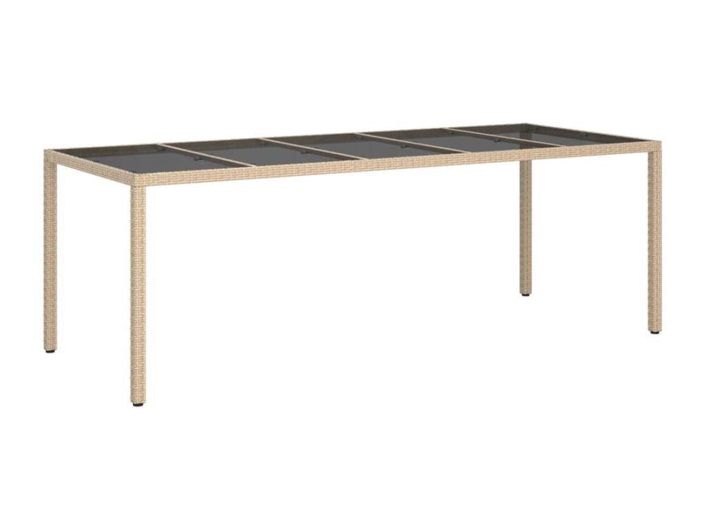 Table en verre beige, 250 x 100 x 75 cm
