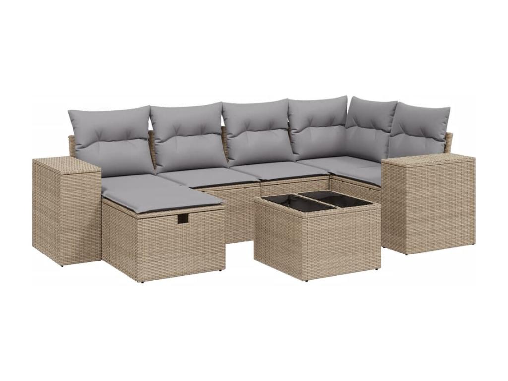 Ensemble de mobilier de jardin en résine tressée beige - dlz1766456304999