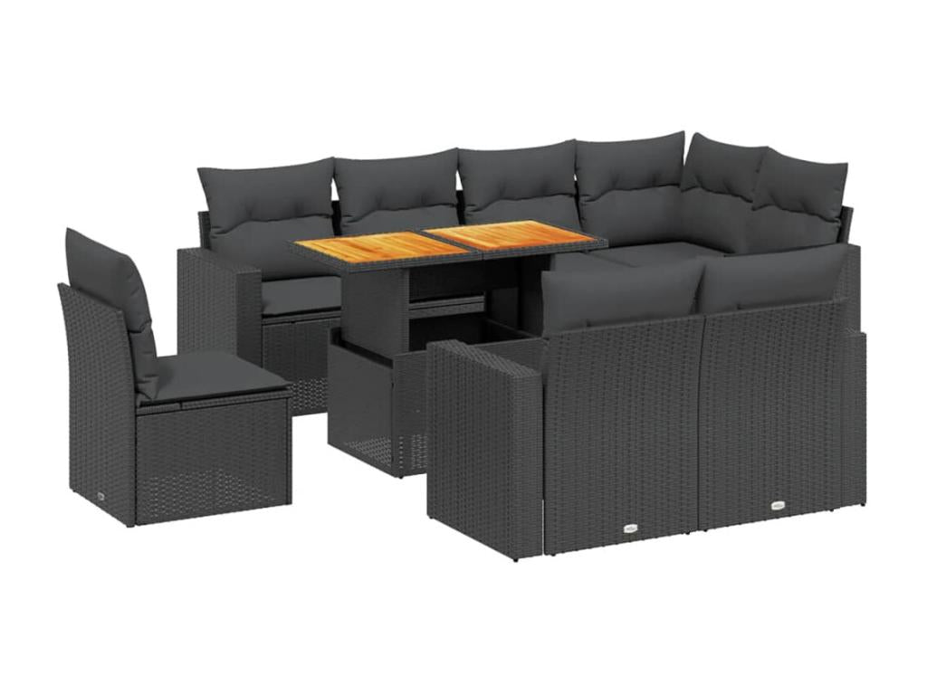 Ensemble de mobilier de jardin en résine tressée noire - dlz1766456485010