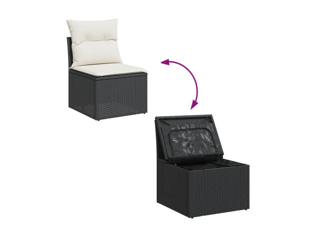 Ensemble de mobilier de jardin en résine tressée noire - dlz1766456865590