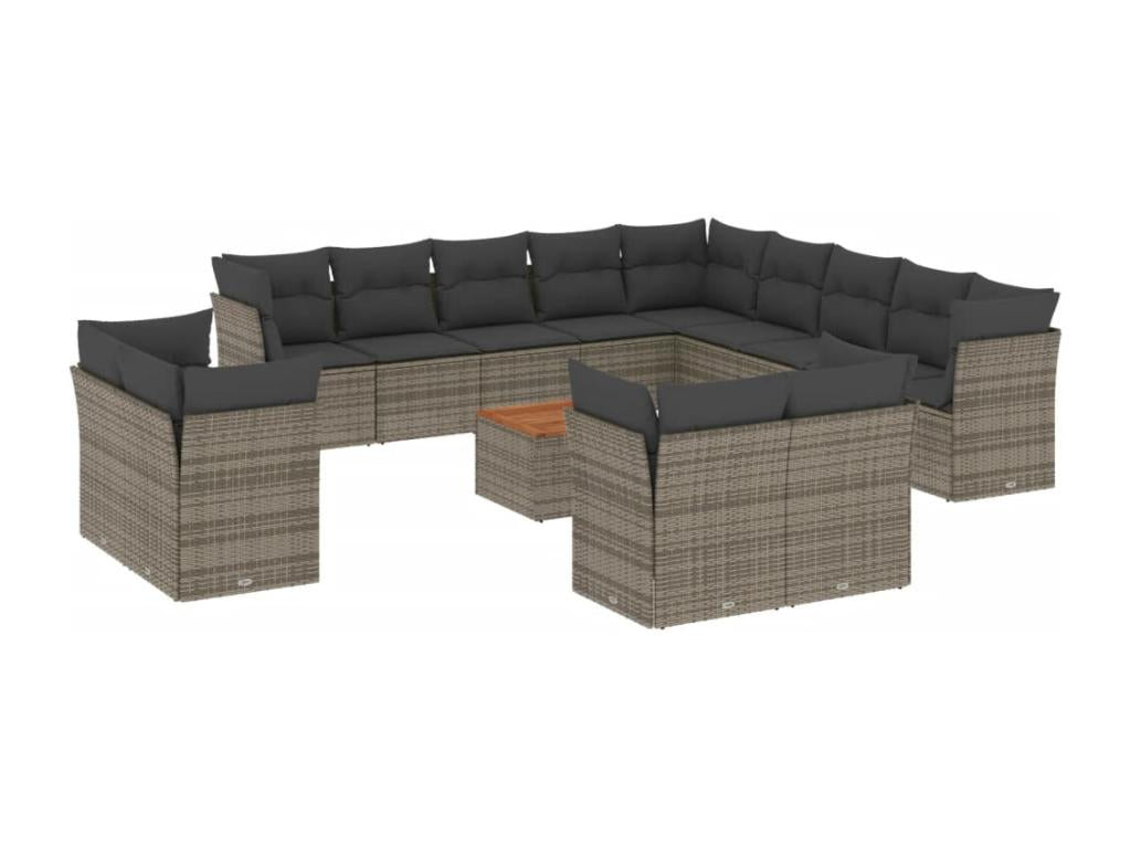 Ensemble de mobilier de jardin en résine tressée grise - dlz1766456454476