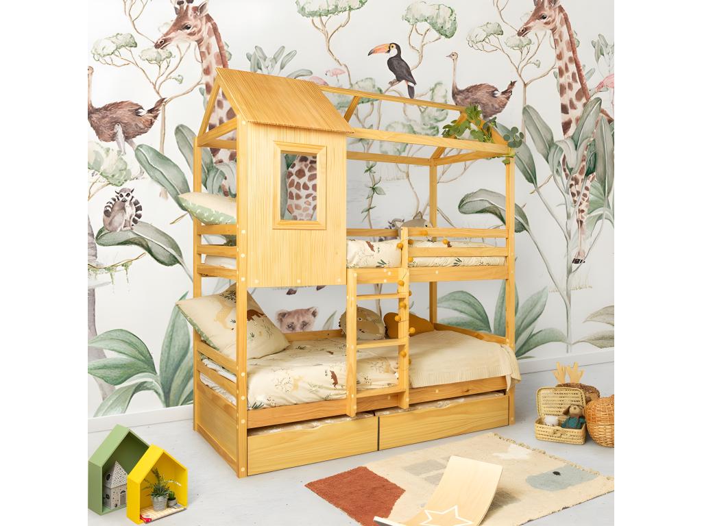 Cadre de lit superposé en pin beige, 90 x 190 cm