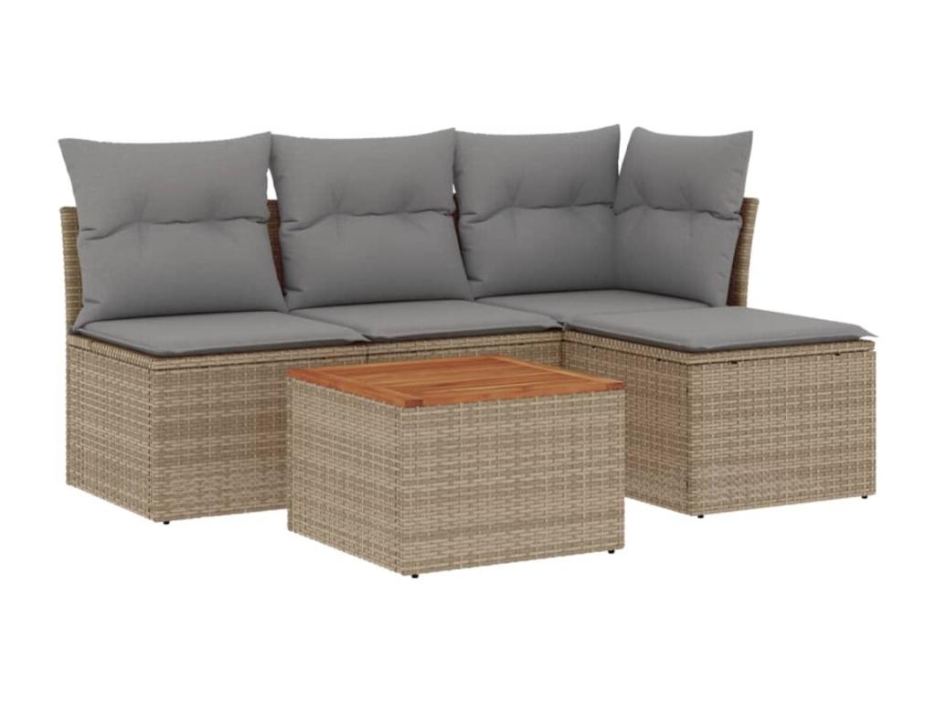 Ensemble de mobilier de jardin en résine tressée beige - dlz1766457083817