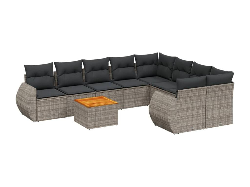 Ensemble de mobilier de jardin en résine tressée grise - dlz1766456491083