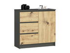 Commode en chêne anthracite, 80 x 35 x 77 cm