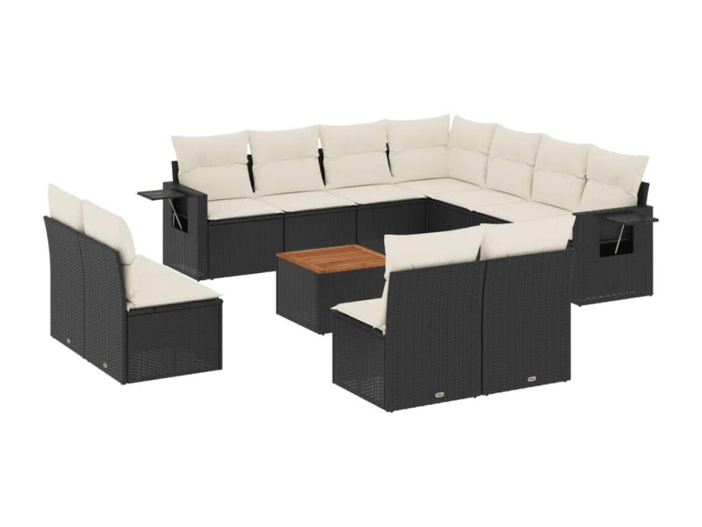 Ensemble de mobilier de jardin en résine tressée noire - dlz1766456964734