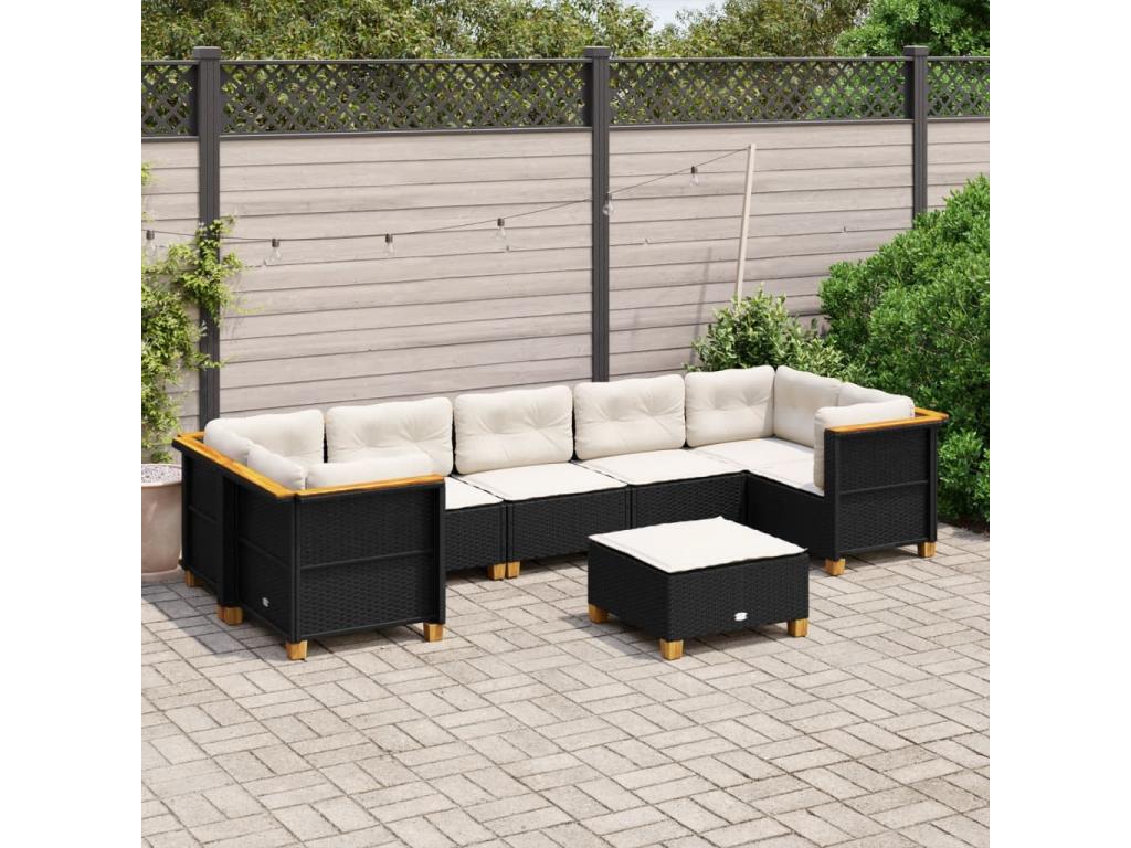 Ensemble de mobilier de jardin en résine tressée noire - dlz1766456721246