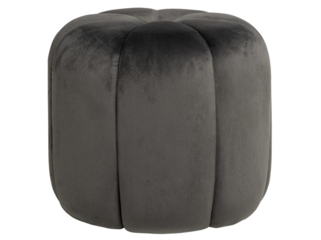 Pouf en velours anthracite