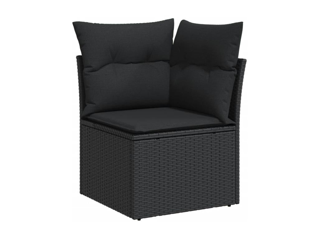 Ensemble de mobilier de jardin en résine tressée noire - dlz1766456713744