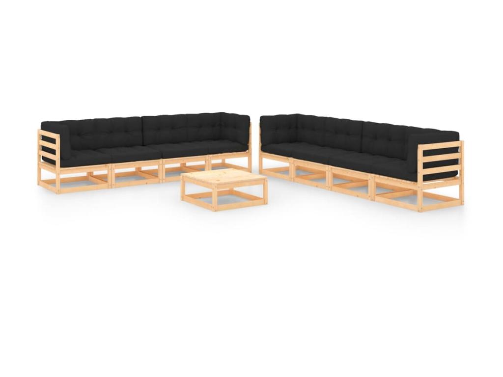 Ensemble de mobilier de jardin en pin naturel - dlz1766456754504