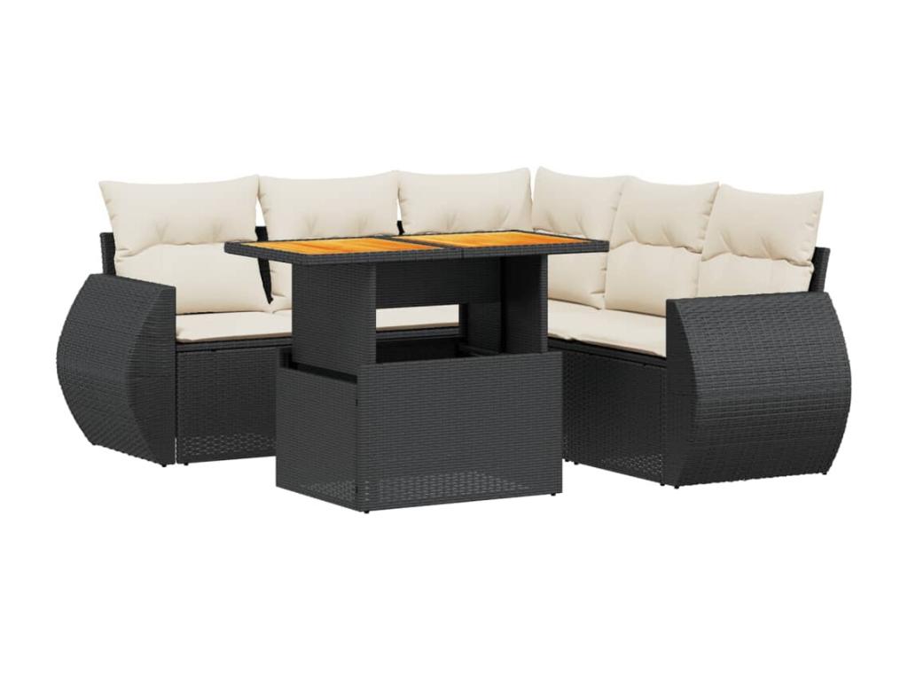 Ensemble de mobilier de jardin en résine tressée noire - dlz1766456404118