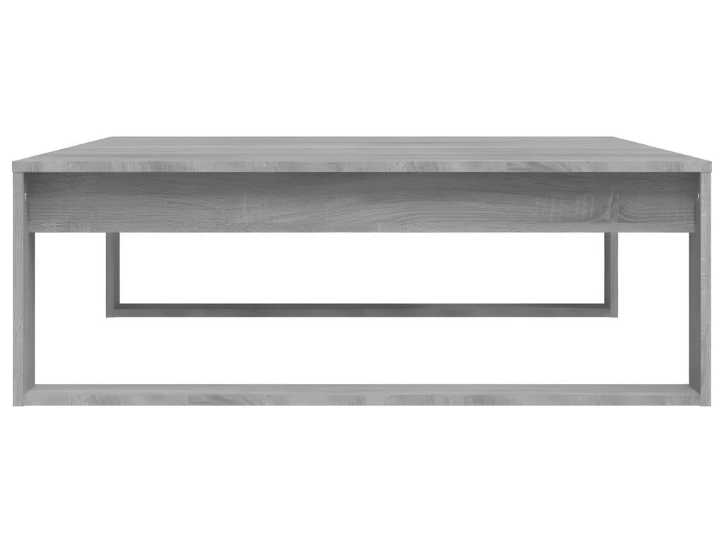 Table basse en bois d'ingénierie gris, 100 x 100 x 35 cm