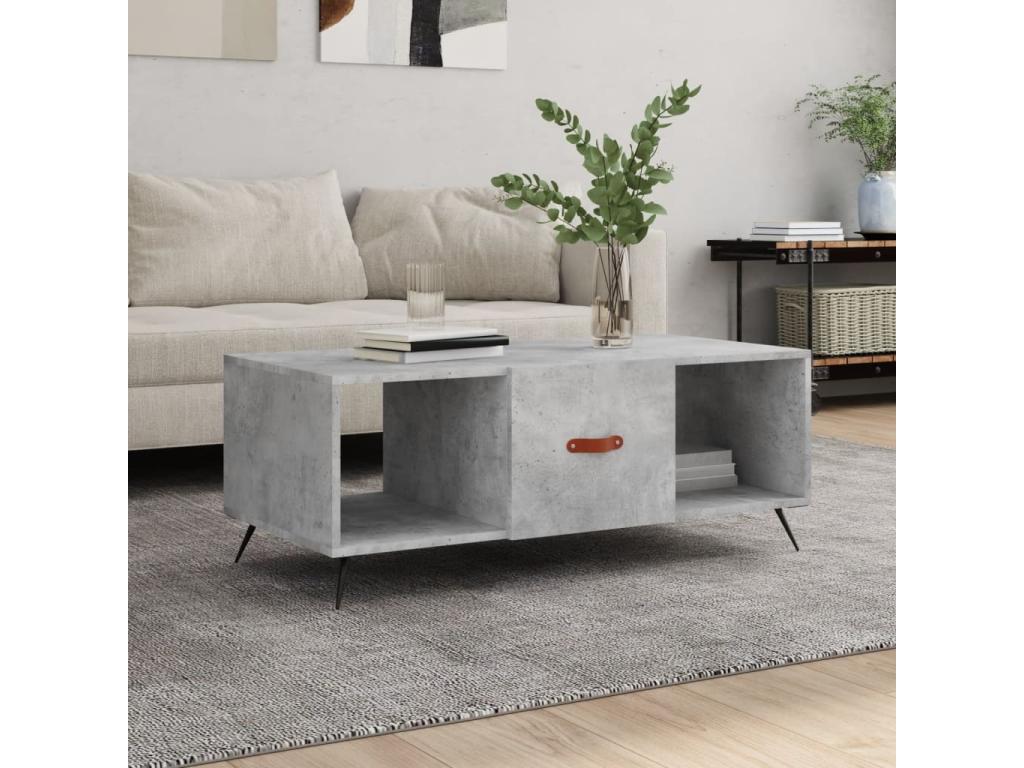 Table basse en bois d'ingénierie gris, 102 x 50 x 40 cm