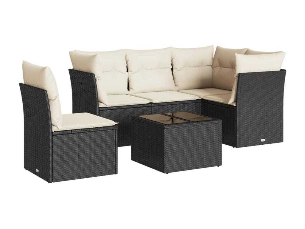 Ensemble de mobilier de jardin en résine tressée noire - dlz1766456371085
