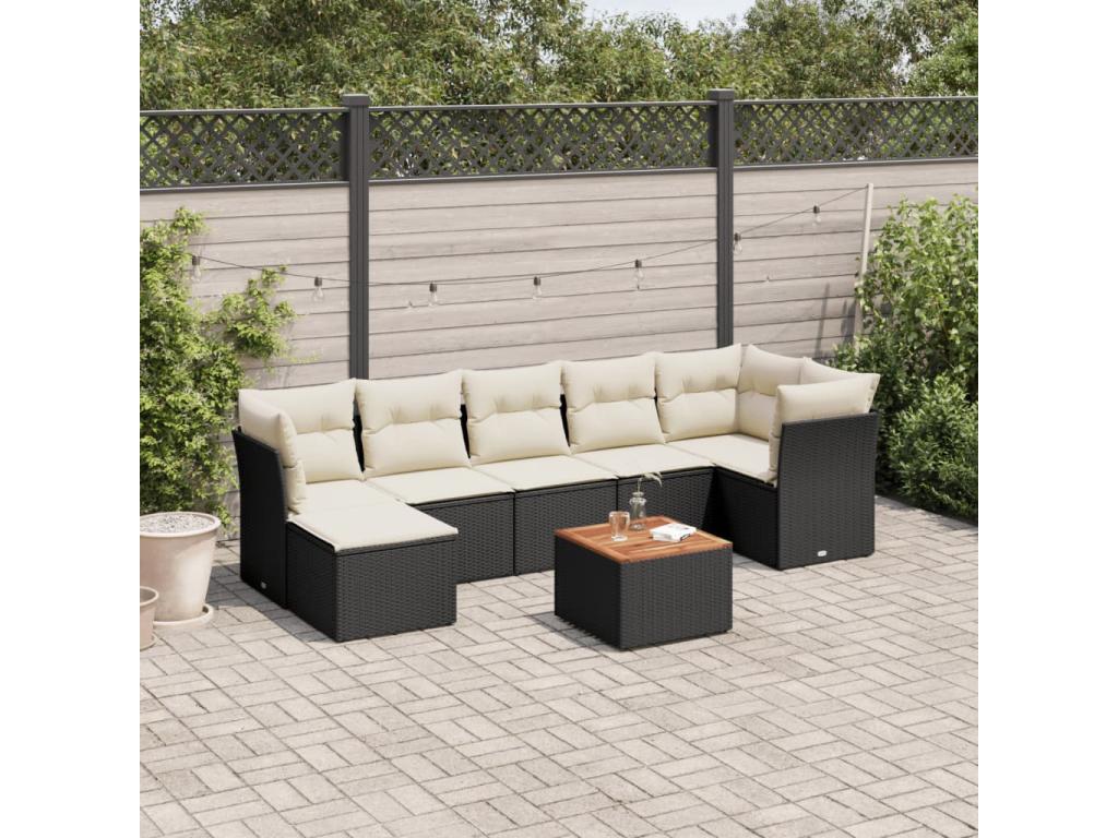 Ensemble de mobilier de jardin en résine tressée noire - dlz1766456937246