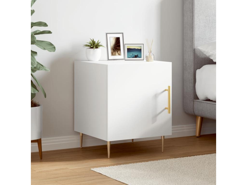 Table en bois d'ingénierie blanc, 40 x 40 x 50 cm