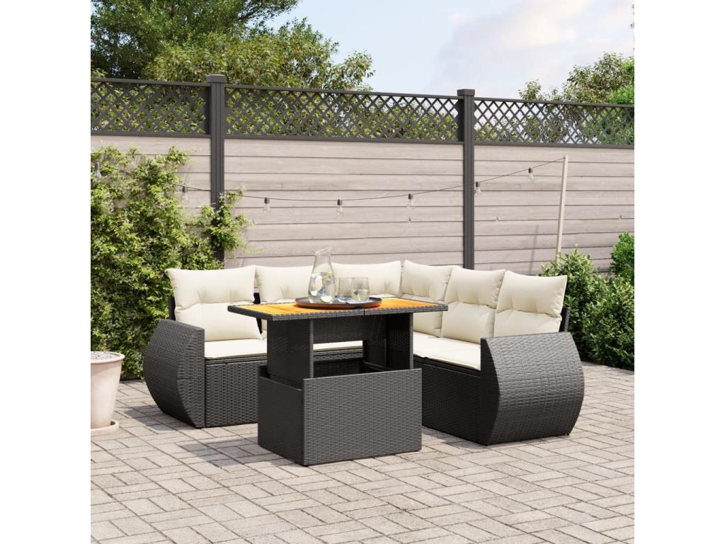 Ensemble de mobilier de jardin en résine tressée noire - dlz1766456404118