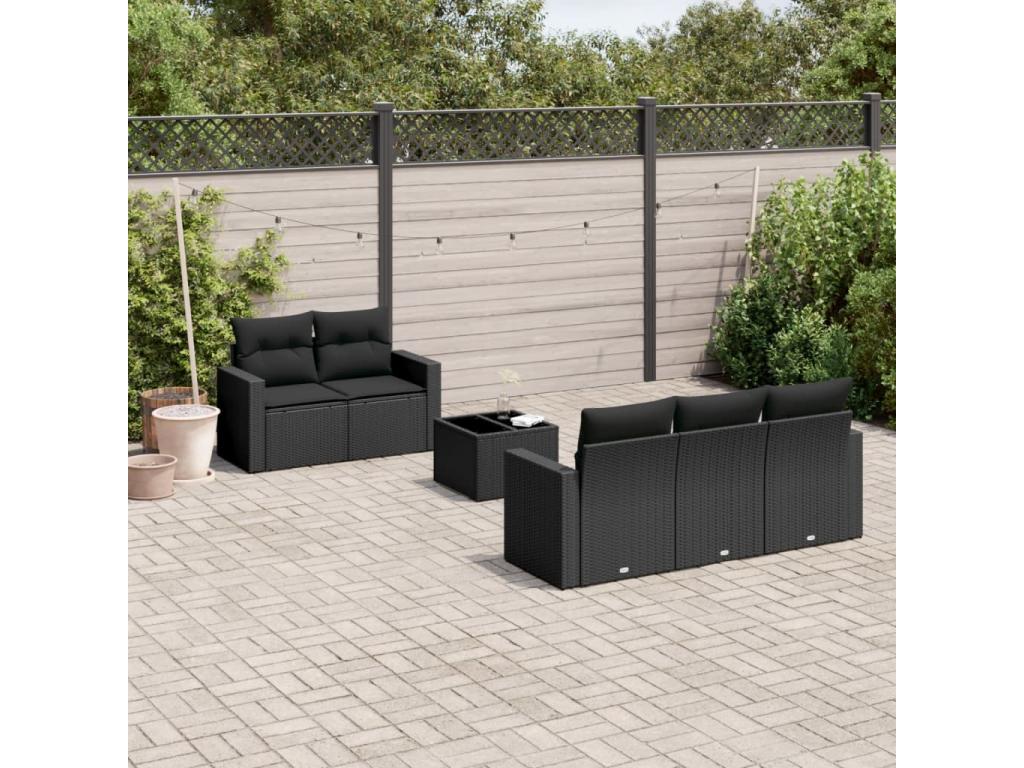 Ensemble de mobilier de jardin en résine tressée noire - dlz1766456436626